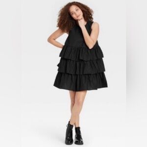Who What Wear Black Tiered Mini Dress